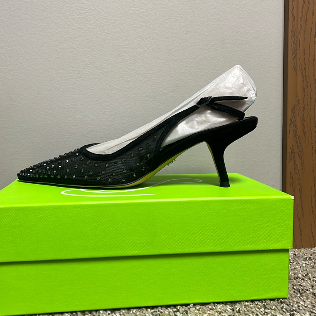 Sam Edelman Bianka Rhinestone Embellished Mesh Pointed Toe Slingback Pumps